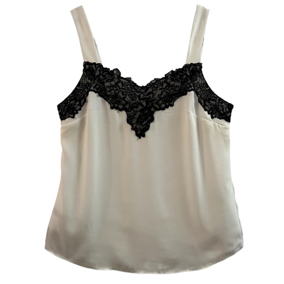 WHITE HOUSE BLACK MARKET TOP, Size S, White Satin Lined Camisole w/ Black Lace. - Picture 11 of 11